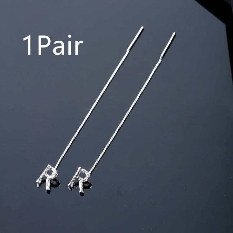 image-Fashion Jewelry 925 Sterling Silver 26 Letters Drop Earrings For Women Classic English Minimalism Student Earring Friends Party Jewelry Gift