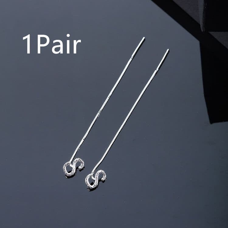 image-Fashion Jewelry 925 Sterling Silver 26 Letters Drop Earrings For Women Classic English Minimalism Student Earring Friends Party Jewelry Gift