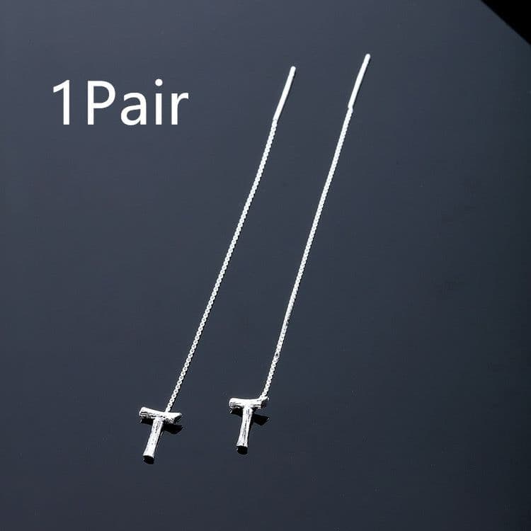 image-Fashion Jewelry 925 Sterling Silver 26 Letters Drop Earrings For Women Classic English Minimalism Student Earring Friends Party Jewelry Gift