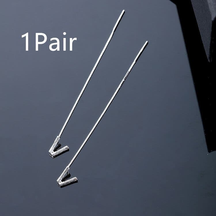 image-Fashion Jewelry 925 Sterling Silver 26 Letters Drop Earrings For Women Classic English Minimalism Student Earring Friends Party Jewelry Gift