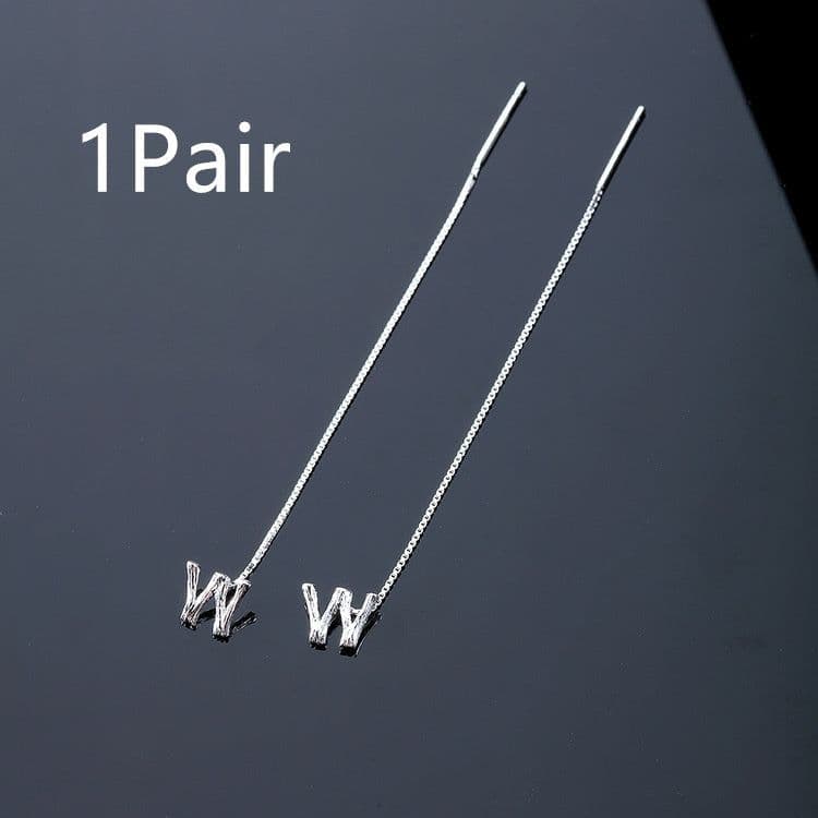 image-Fashion Jewelry 925 Sterling Silver 26 Letters Drop Earrings For Women Classic English Minimalism Student Earring Friends Party Jewelry Gift