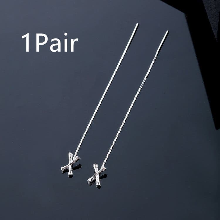 image-Fashion Jewelry 925 Sterling Silver 26 Letters Drop Earrings For Women Classic English Minimalism Student Earring Friends Party Jewelry Gift