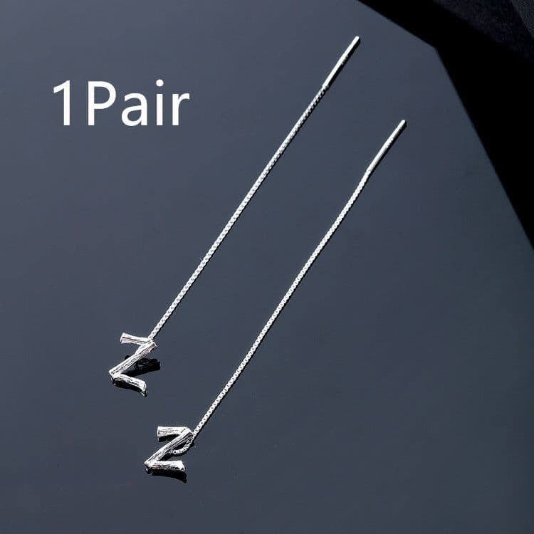image-Fashion Jewelry 925 Sterling Silver 26 Letters Drop Earrings For Women Classic English Minimalism Student Earring Friends Party Jewelry Gift