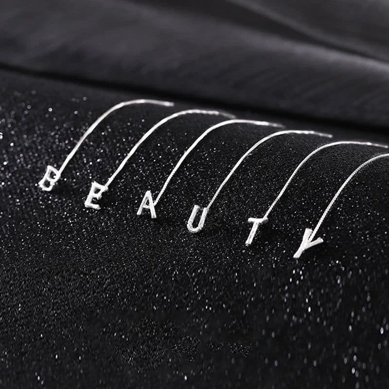 image-Fashion Jewelry 925 Sterling Silver 26 Letters Drop Earrings For Women Classic English Minimalism Student Earring Friends Party Jewelry Gift