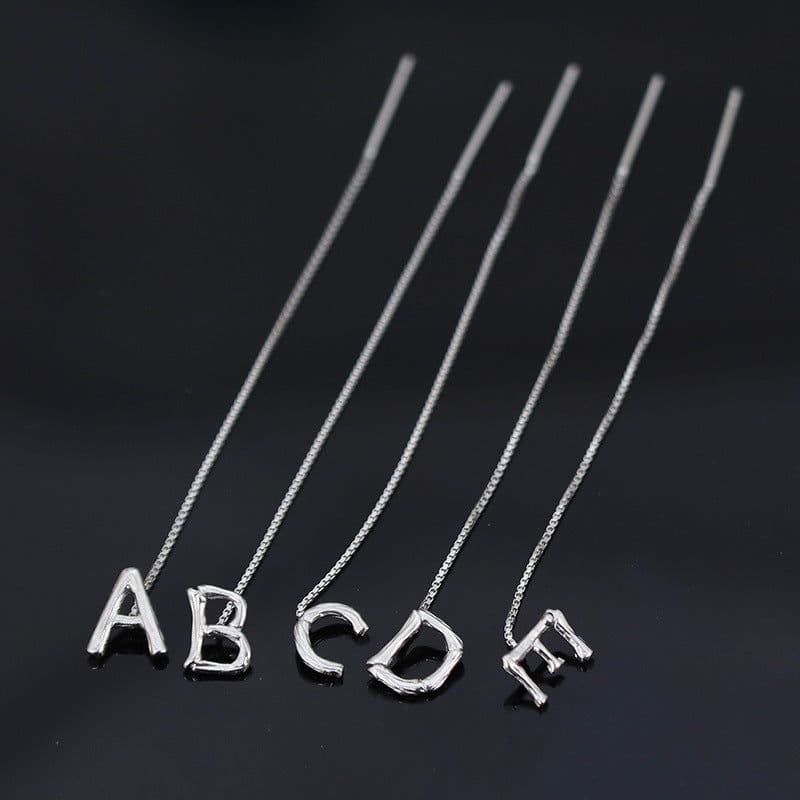 image-Fashion Jewelry 925 Sterling Silver 26 Letters Drop Earrings For Women Classic English Minimalism Student Earring Friends Party Jewelry Gift