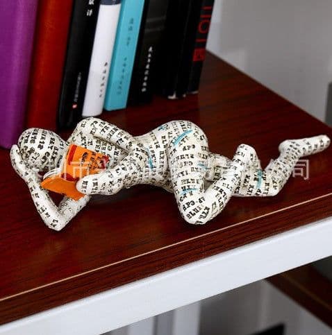 image-Reading Woman Thinker Resin Statue House Decoration Ornament Character Sculpture Home Decor Ornament Bookshelf Decoration