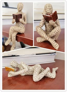 image-Reading Woman Thinker Resin Statue House Decoration Ornament Character Sculpture Home Decor Ornament Bookshelf Decoration