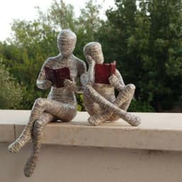 image-Reading Woman Thinker Resin Statue House Decoration Ornament Character Sculpture Home Decor Ornament Bookshelf Decoration