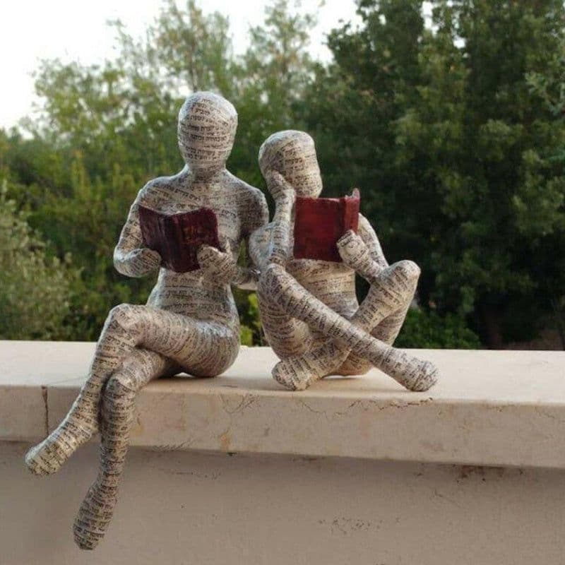 image-Reading Woman Thinker Resin Statue House Decoration Ornament Character Sculpture Home Decor Ornament Bookshelf Decoration
