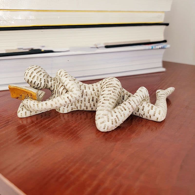 image-Reading Woman Thinker Resin Statue House Decoration Ornament Character Sculpture Home Decor Ornament Bookshelf Decoration