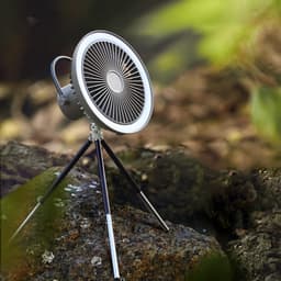 image-Outdoor Camping Fan Portable USB Rechargeable Camping Tent Tripod Fan Mini Hanging Ceiling Fan Stand Air Cooling Fan Lantern