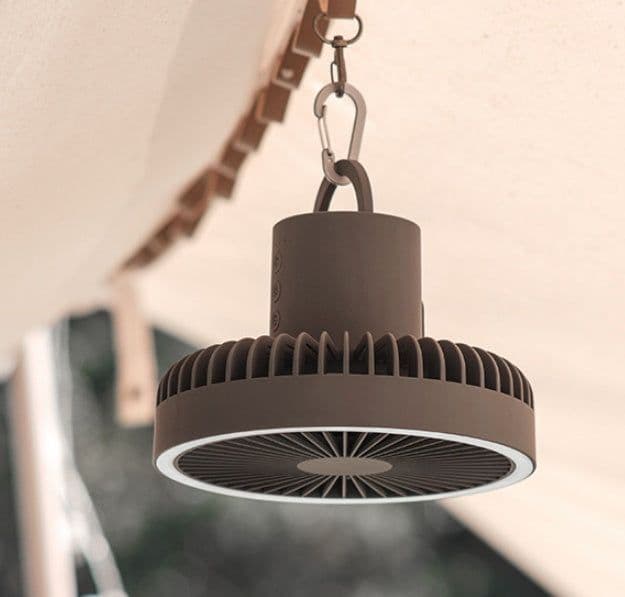 image-Outdoor Camping Fan Portable USB Rechargeable Camping Tent Tripod Fan Mini Hanging Ceiling Fan Stand Air Cooling Fan Lantern
