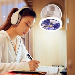image-USB Charging Foldable Table Fan Wall Mounted Hanging Ceiling Fan With LED Light 4 Speed Adjustable For Home Room Air Cooler Fan