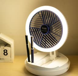 image-USB Charging Foldable Table Fan Wall Mounted Hanging Ceiling Fan With LED Light 4 Speed Adjustable For Home Room Air Cooler Fan