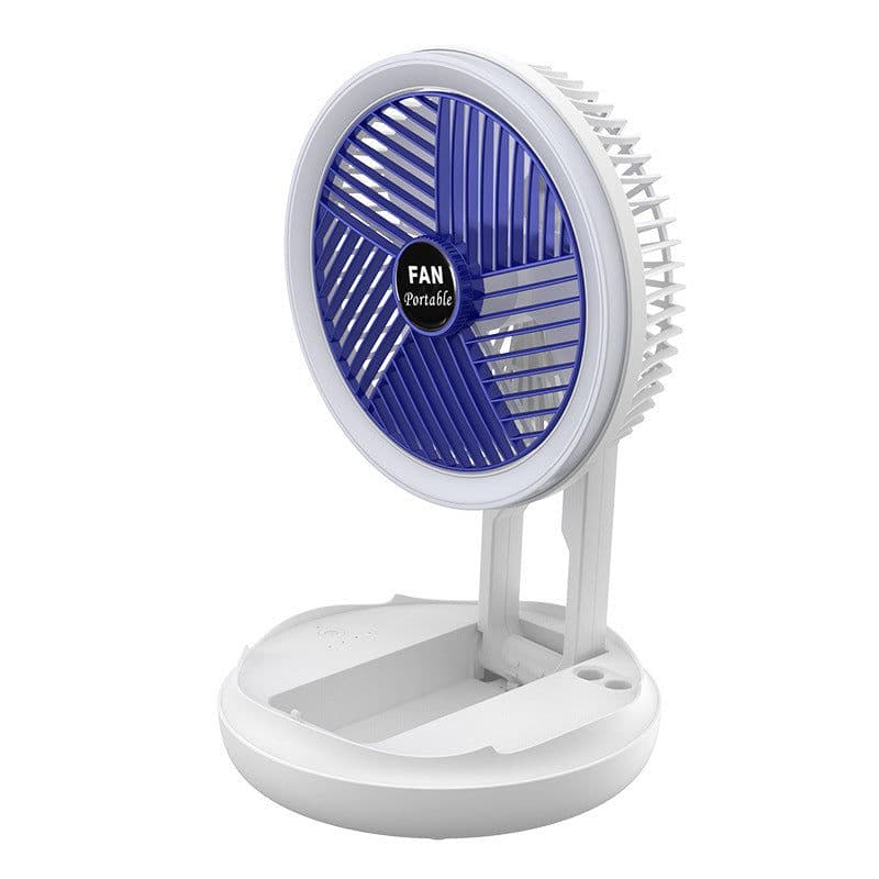 image-USB Charging Foldable Table Fan Wall Mounted Hanging Ceiling Fan With LED Light 4 Speed Adjustable For Home Room Air Cooler Fan