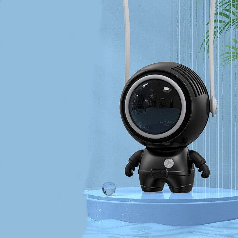 image-Personal Neck Fans USB Rechargeable Astronaut Small Fan Handheld Hanging Neck Creative Bladeless Mini Fan Easy To Use