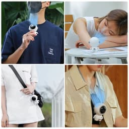 image-Personal Neck Fans USB Rechargeable Astronaut Small Fan Handheld Hanging Neck Creative Bladeless Mini Fan Easy To Use