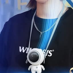 image-Personal Neck Fans USB Rechargeable Astronaut Small Fan Handheld Hanging Neck Creative Bladeless Mini Fan Easy To Use