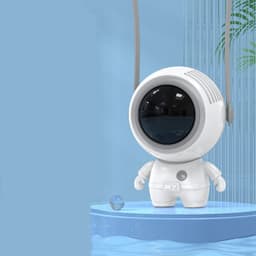 image-Personal Neck Fans USB Rechargeable Astronaut Small Fan Handheld Hanging Neck Creative Bladeless Mini Fan Easy To Use
