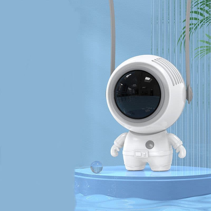 image-Personal Neck Fans USB Rechargeable Astronaut Small Fan Handheld Hanging Neck Creative Bladeless Mini Fan Easy To Use