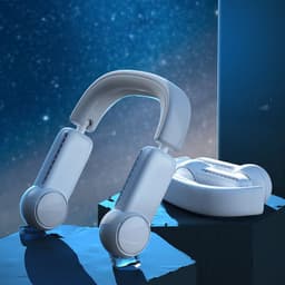 image-Portable Mini Neck Fan Portable Bladeless Fan USB Rechargeable Leafless Hanging Fans Air Cooler Cooling Wearable Neckband Fans