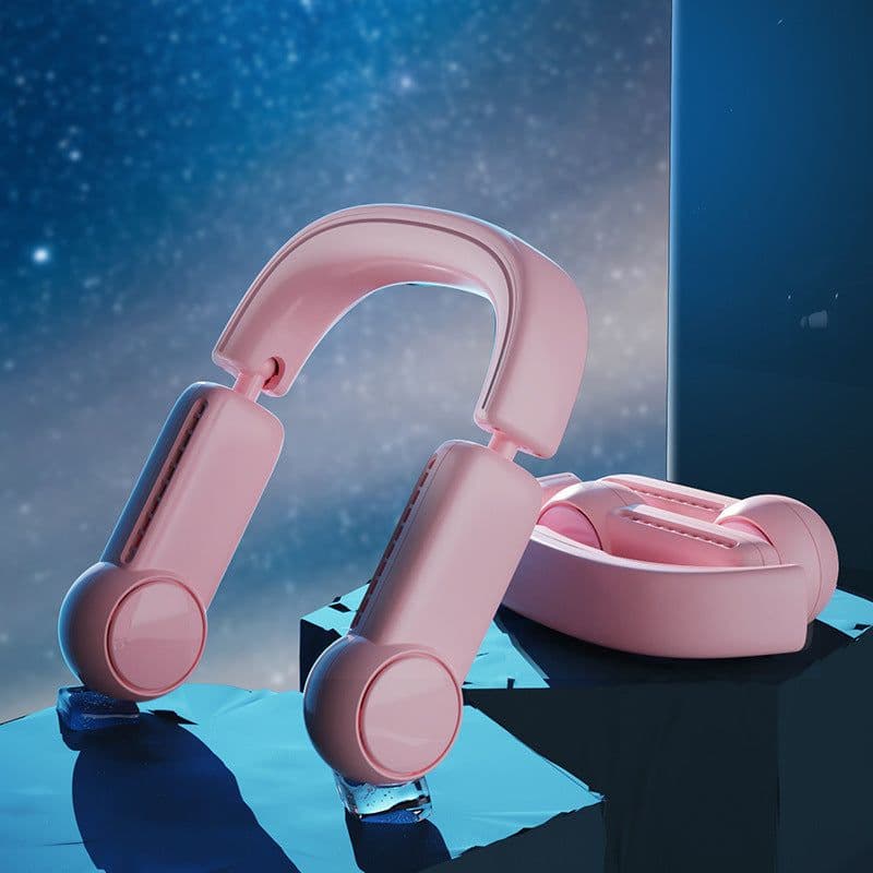 image-Portable Mini Neck Fan Portable Bladeless Fan USB Rechargeable Leafless Hanging Fans Air Cooler Cooling Wearable Neckband Fans