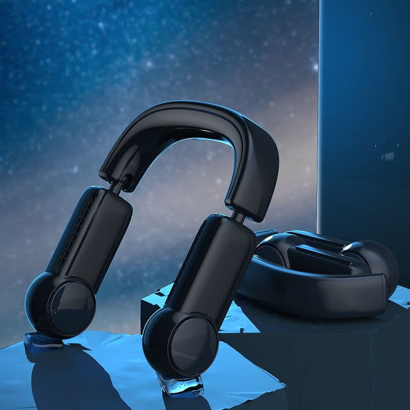 image-Portable Mini Neck Fan Portable Bladeless Fan USB Rechargeable Leafless Hanging Fans Air Cooler Cooling Wearable Neckband Fans