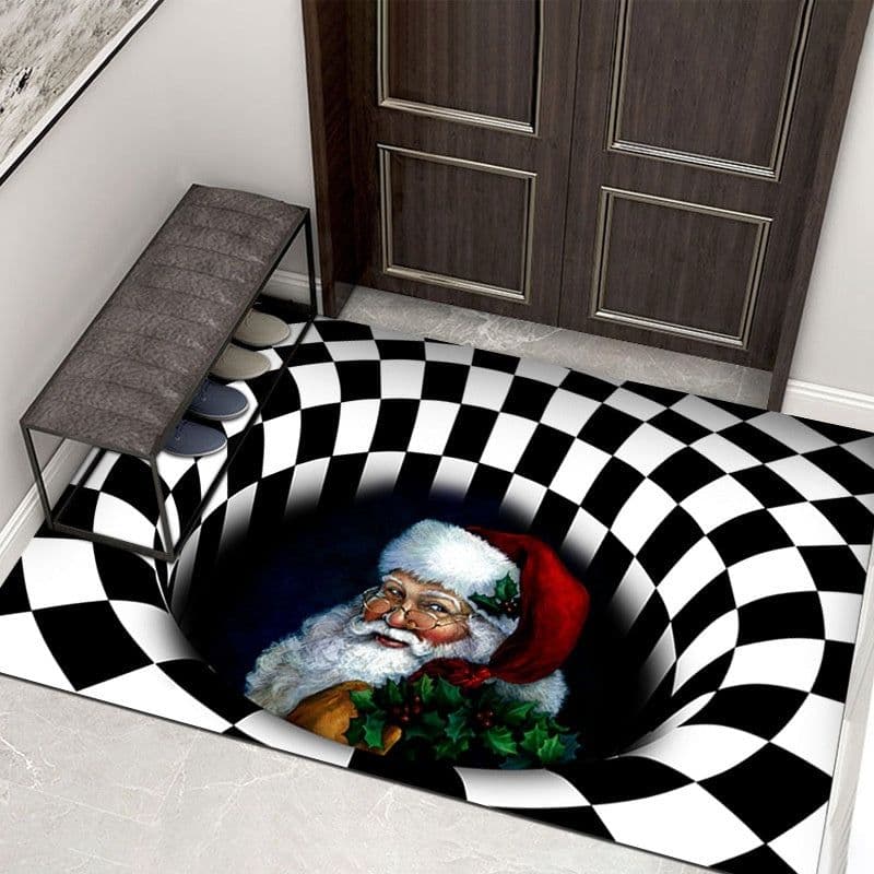 image-Pet Funny Mat Pad Trap Vision Carpet 3D Geometric Stereoscopic Illusion Floor Mat