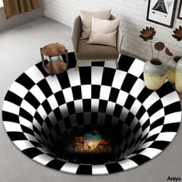 image-Pet Funny Mat Pad Trap Vision Carpet 3D Geometric Stereoscopic Illusion Floor Mat