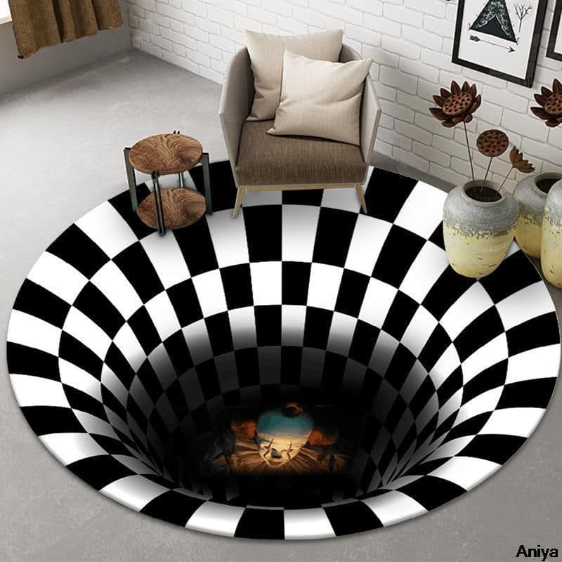 image-Pet Funny Mat Pad Trap Vision Carpet 3D Geometric Stereoscopic Illusion Floor Mat