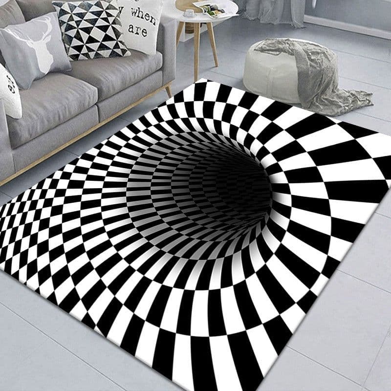 image-Pet Funny Mat Pad Trap Vision Carpet 3D Geometric Stereoscopic Illusion Floor Mat