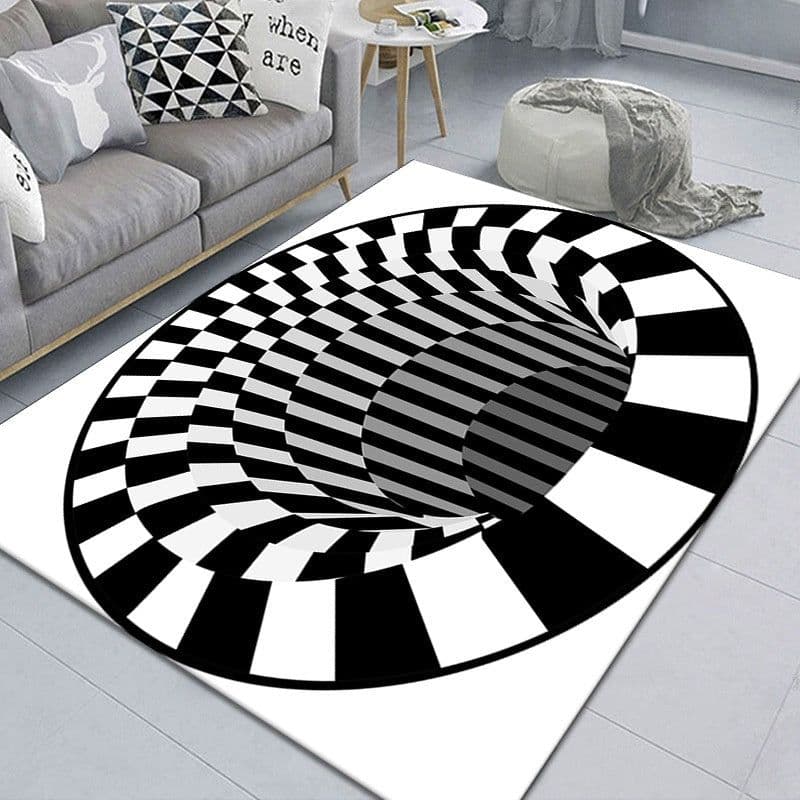 image-Pet Funny Mat Pad Trap Vision Carpet 3D Geometric Stereoscopic Illusion Floor Mat