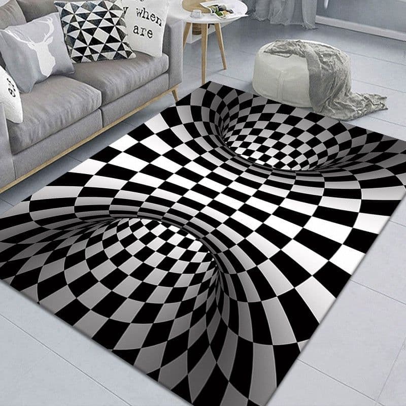 image-Pet Funny Mat Pad Trap Vision Carpet 3D Geometric Stereoscopic Illusion Floor Mat