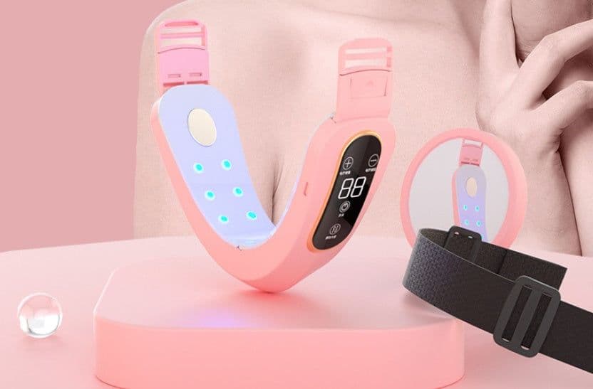 image-Microcurrent Face Massager EMS LED Photon Therapy V Shape Slimming Reduce Double Chin Remover Wrinkle Facial Lifting Device