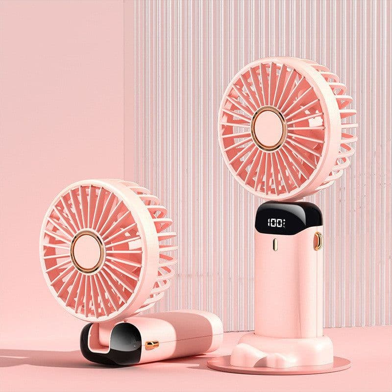 image-Usb Hand-held Fan Mini Portable Fan Student Small Fan Digital Display Folding Aromatherapy Small Electric Fan