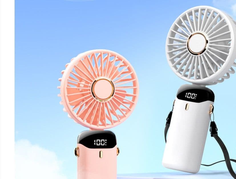 image-Usb Hand-held Fan Mini Portable Fan Student Small Fan Digital Display Folding Aromatherapy Small Electric Fan