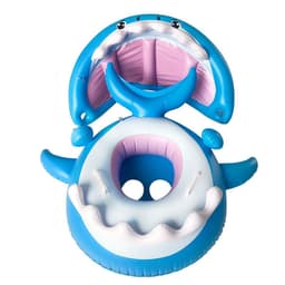 image-Inflatable Swimming Ring For Kids With Awning Shark Seat Ring Baby Float For Swimming Pool Toys Seat Removable Water Ring