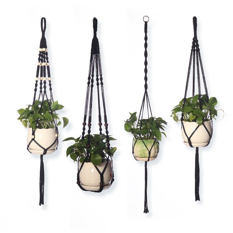 image-Black Mesh Gardening Flower Pot Hanging Basket