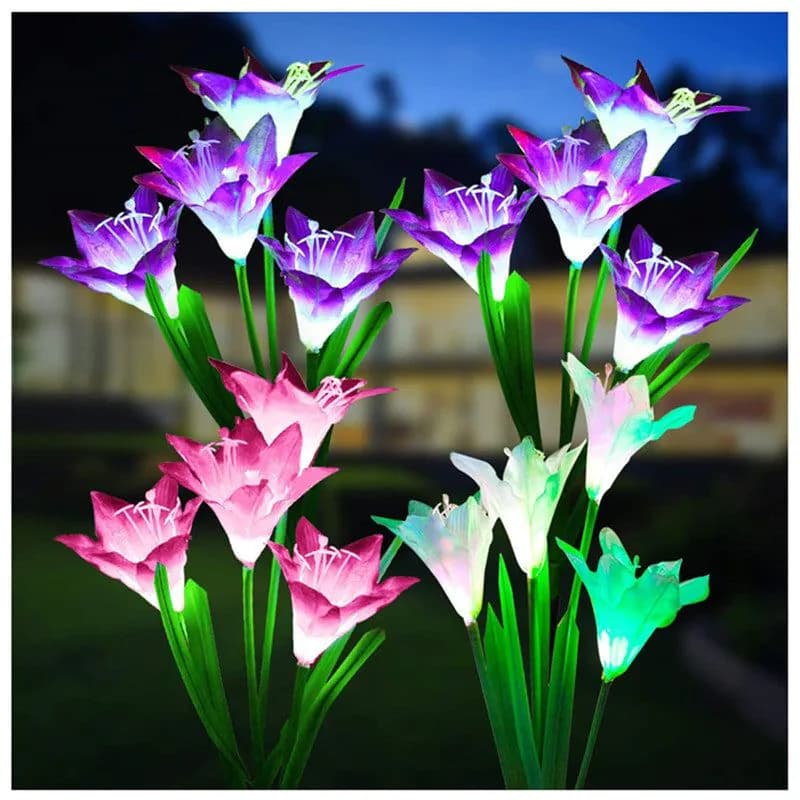 image-Solar Lily Flower Lights LED Solar Garden Light Lawn Light Landscape Light Waterproof Flower Light