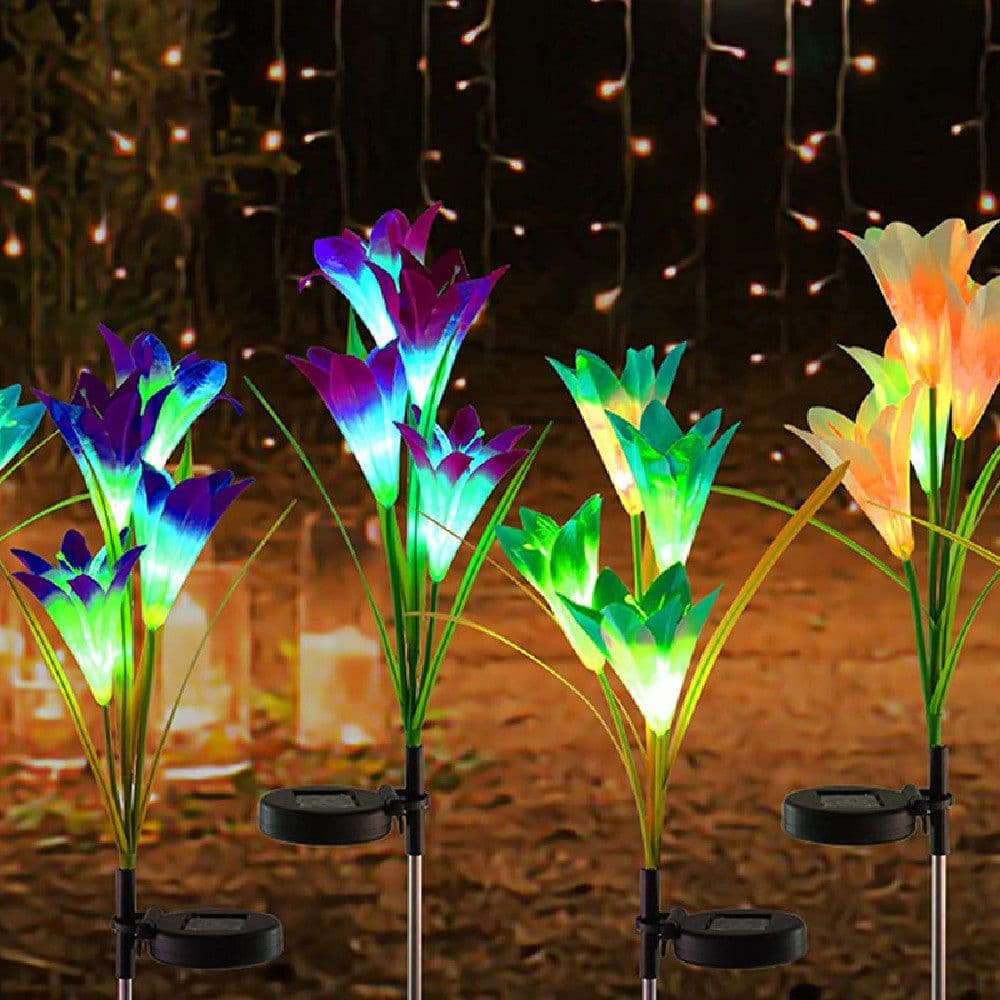 image-Solar Lily Flower Lights LED Solar Garden Light Lawn Light Landscape Light Waterproof Flower Light