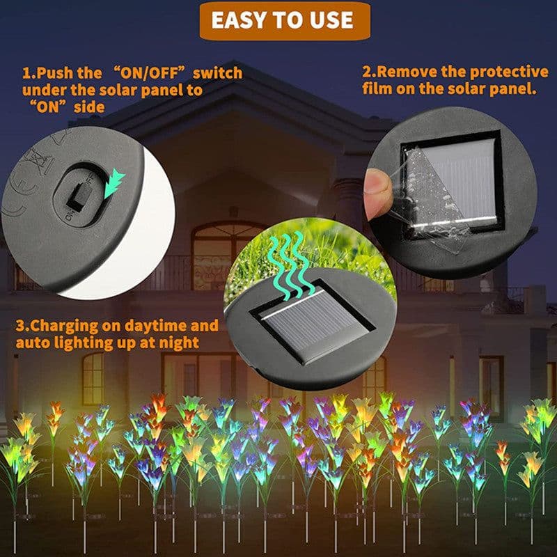 image-Solar Lily Flower Lights LED Solar Garden Light Lawn Light Landscape Light Waterproof Flower Light