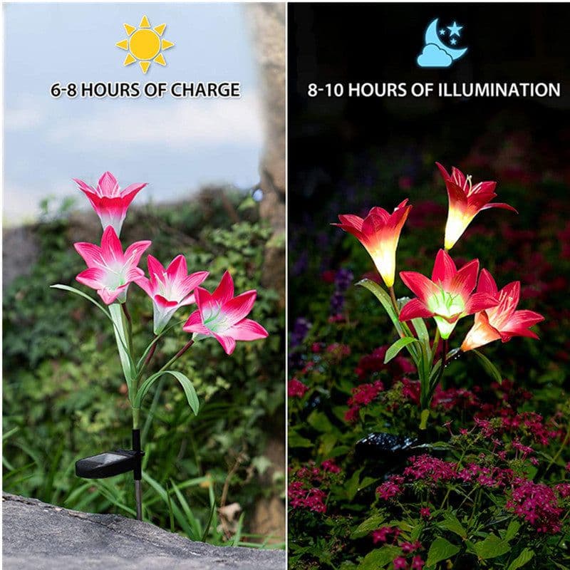 image-Solar Lily Flower Lights LED Solar Garden Light Lawn Light Landscape Light Waterproof Flower Light
