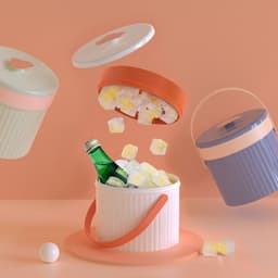 image-Ice Hockey Mold Whiskey Spherical Ice Cube Ice Tray Food Grade Silicone Making Round Ball Storage Ice Box