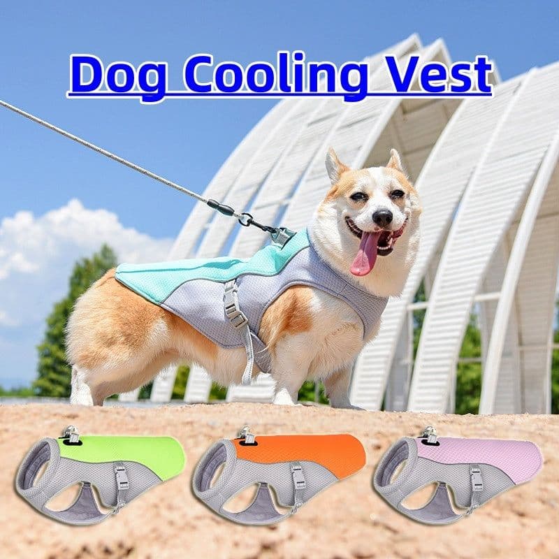 image-Summer Pet Dog Cooling Vest Heat Resistant Cool Dogs Clothes Breathable Sun-proof Clothing For Small Large Dogs Outdoor Walking