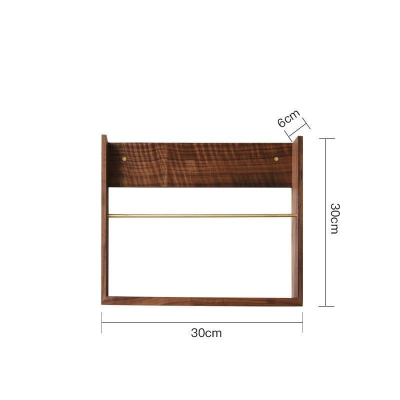 image-Walnut Brass Magazine Rack Wall Hanging Books And Newspapers