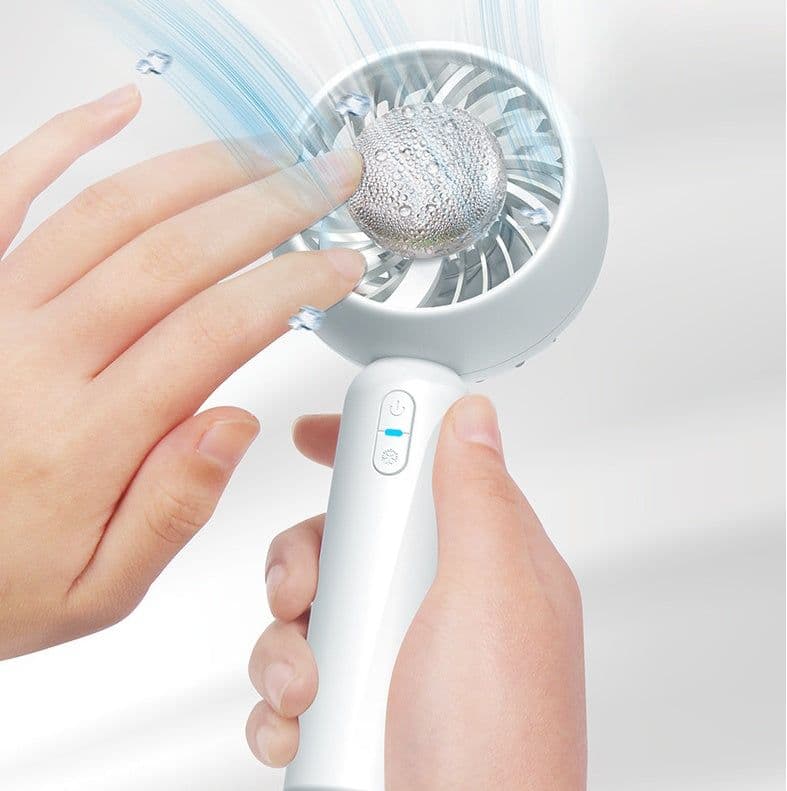 image-Mini Handheld Mute Fan Semiconductor Refrigeration Cooling Portable Air Conditioner Battery USB Rechargeable Fan Outdoor