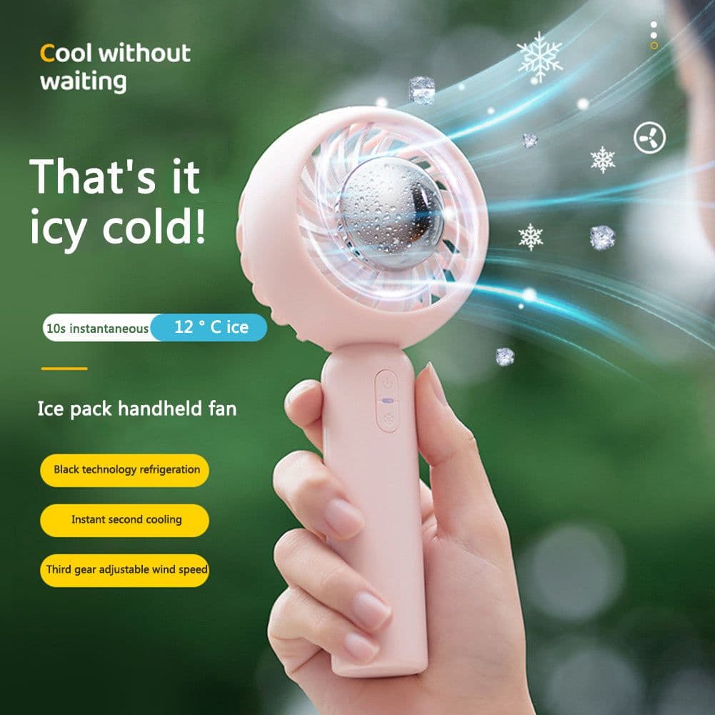 image-Mini Handheld Mute Fan Semiconductor Refrigeration Cooling Portable Air Conditioner Battery USB Rechargeable Fan Outdoor