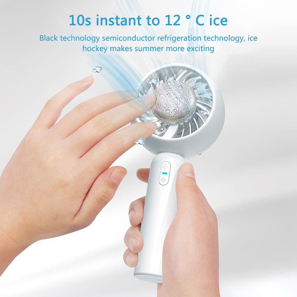 image-Mini Handheld Mute Fan Semiconductor Refrigeration Cooling Portable Air Conditioner Battery USB Rechargeable Fan Outdoor