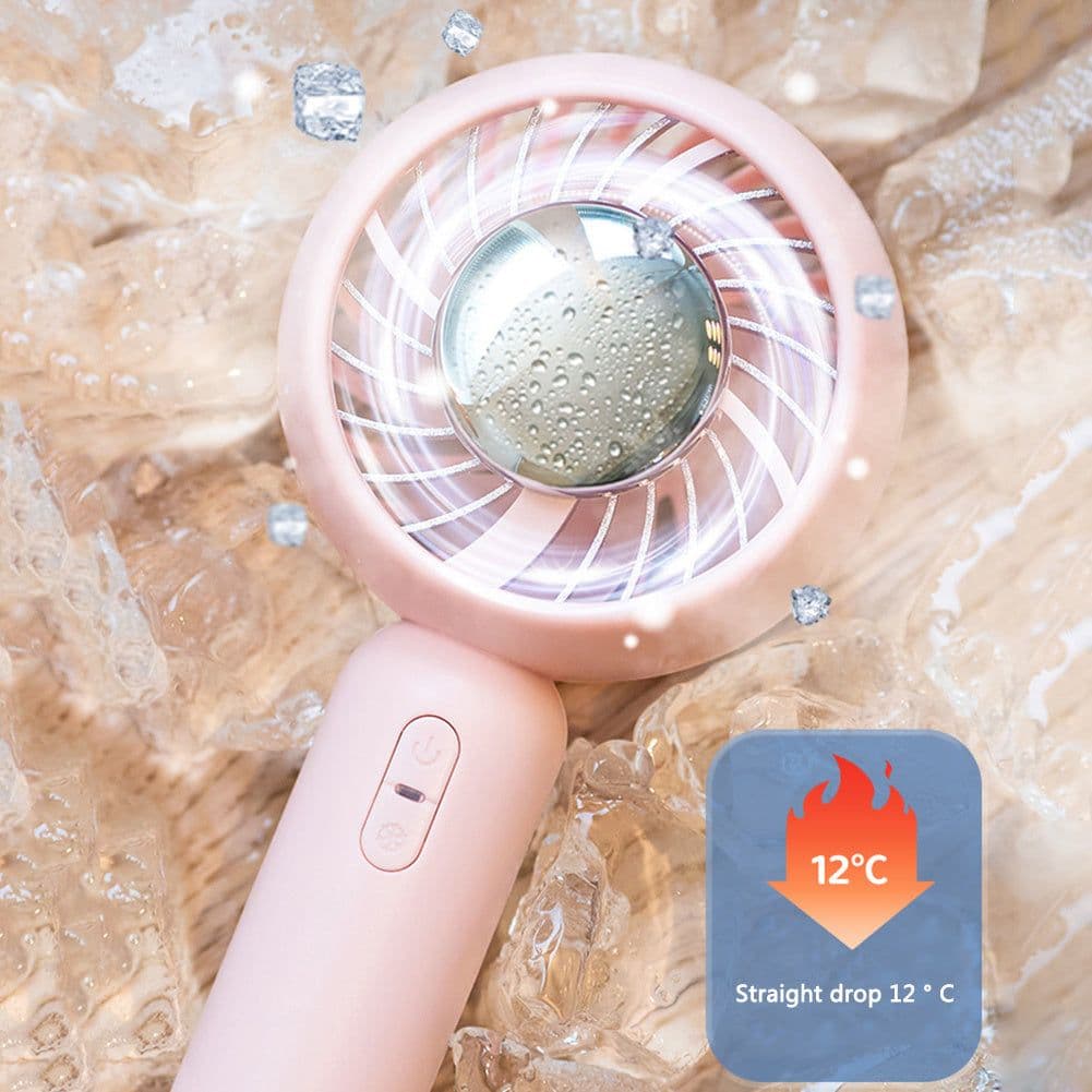 image-Mini Handheld Mute Fan Semiconductor Refrigeration Cooling Portable Air Conditioner Battery USB Rechargeable Fan Outdoor