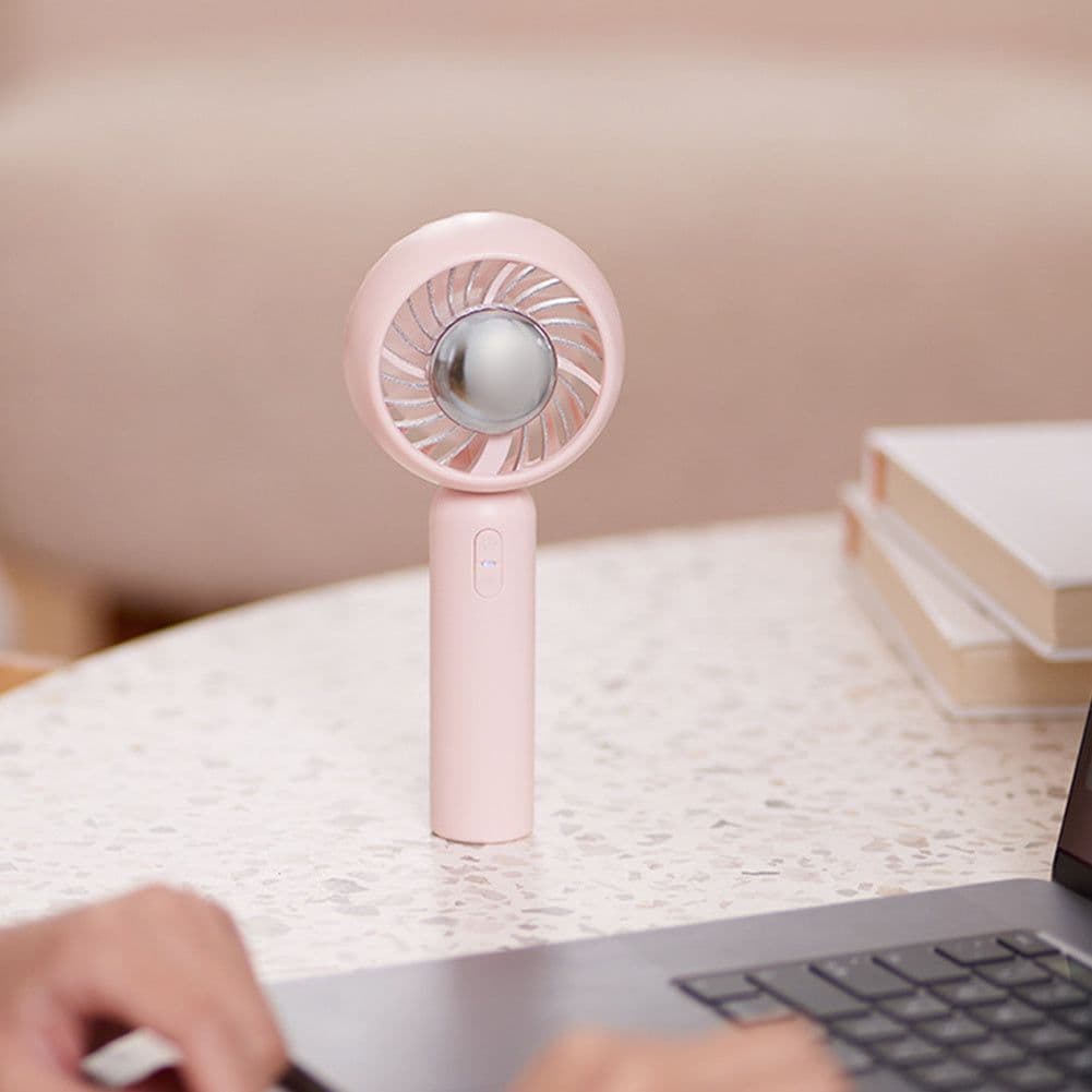 image-Mini Handheld Mute Fan Semiconductor Refrigeration Cooling Portable Air Conditioner Battery USB Rechargeable Fan Outdoor